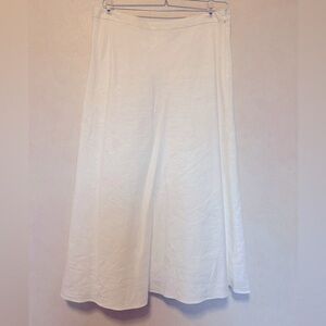 Talbots 100% linen, white, midi, lined skirt